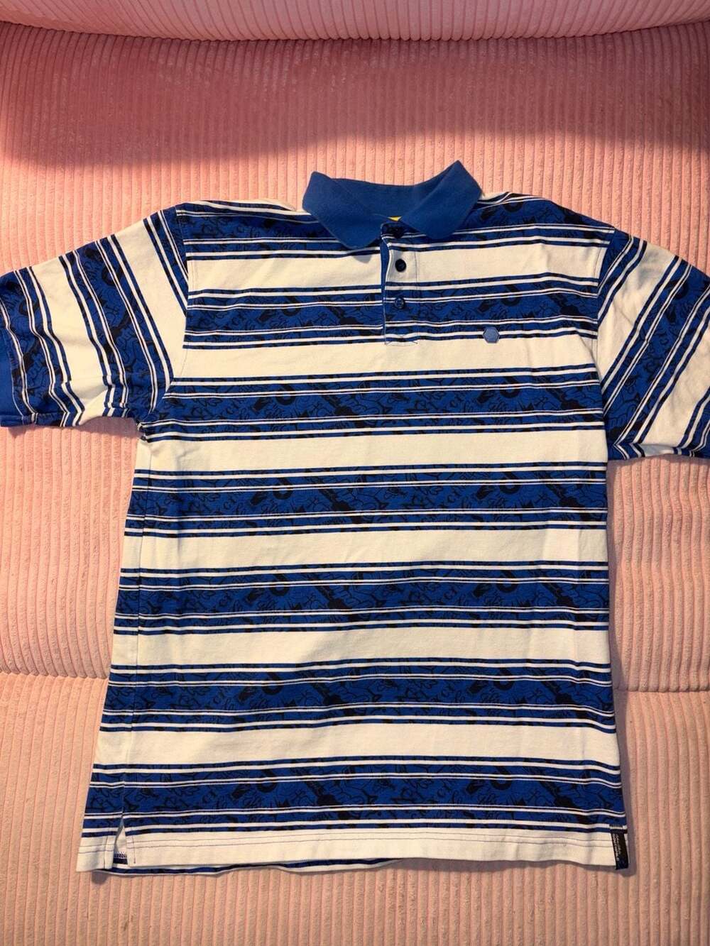 Vintage Southpole Authentic Collection Blue White Striped Polo Shirt Large